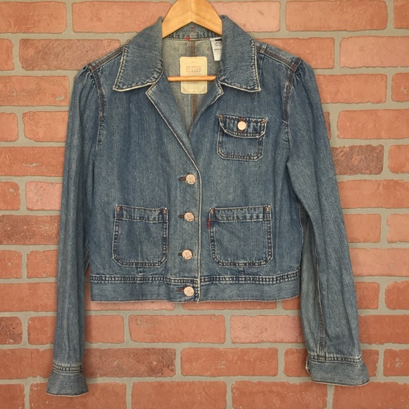 Levi’s women’s denim jean jacket L cropped (4G52)